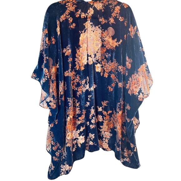 Velvet Floral Boho Kimono Shawl Jacket – Y2K Festival Vibes OS - Picture 3 of 4
